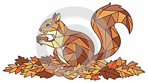 A modern geometric squirrel design holding a nut, vector design Generative AI