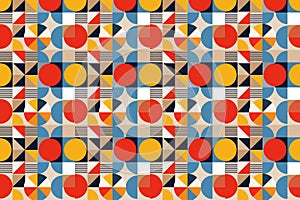 Modern geometric surface pattern featuring circles triangles