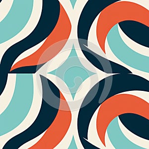 Modern Geometric Wave Pattern In Vintage Graphic Design Style