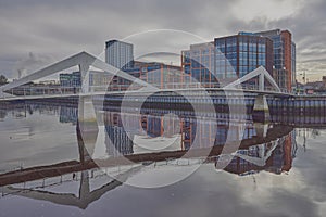 Modern Glasgow Bridge over River Clyde