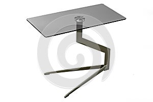 Modern glass black table isolated on white background.