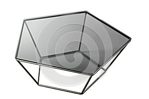 Modern glass black table isolated on white background.