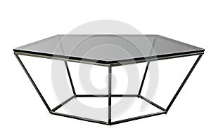 Modern glass black table isolated on white background.