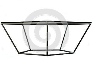 Modern glass black table isolated on white background.