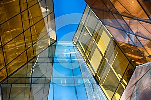 Modern glass building in abstract