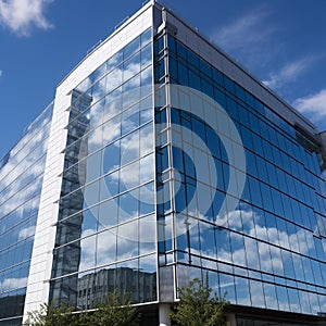 Modern Glass Building Under Blue Sky