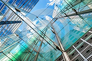 Modern glass buildings of the biggest business district in London, UK