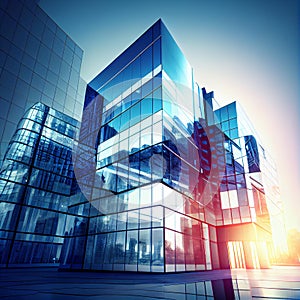 Modern Glass Business Building. Generative AI