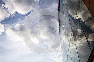 Modern glass business center close-up windows