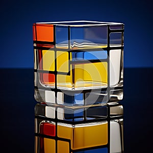 Modern Glass With Colorful Squares: A Cubo-futuristic Design photo