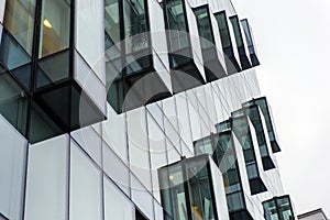 modern glass facade of the building