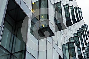 Modern glass facade of the building