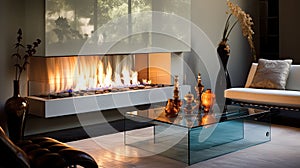 modern glass fireplace