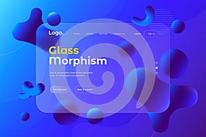 Modern Glass Morphism illustration on blue background