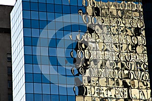 Modern glass office building reflection