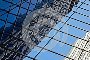 Modern glass office building reflection