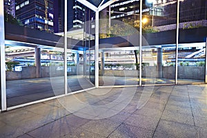 Modern glass perspective corridor Night