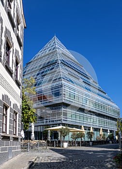 Modern glass pyramid in Ulm