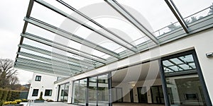Glass roof for modern architecture