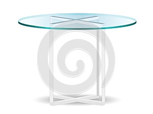 modern glass round dining table isolated on white background 3D illustration.