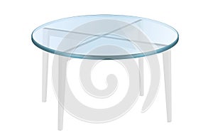 modern glass round dining table isolated on white background 3D illustration.