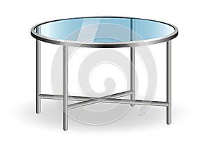 modern glass round dining table isolated on white background 3D illustration.