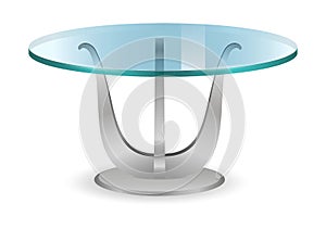 modern glass round dining table isolated on white background 3D illustration.