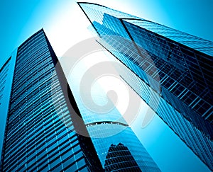 Modern glass silhouettes of skyscrapers