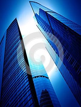 Modern glass silhouettes of skyscrapers