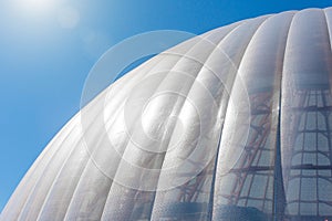 Modern glass sphere roof abstract building dome.