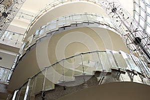 Modern glass spiral staircase