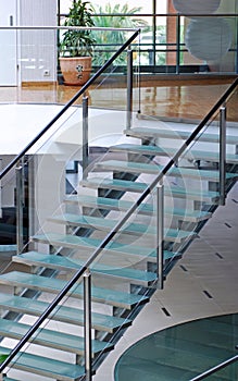 Modern glass staircase