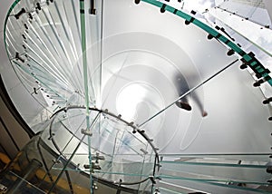 Modern Glass Staircase Silhouette of walking People in shanghai china