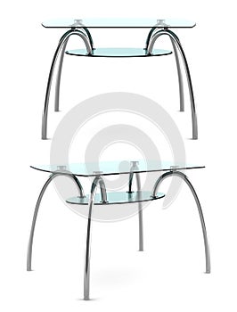 Modern glass table isolated on white