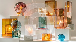 Modern Glass Table Lamps and Vases Collection Display