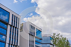 Modern Glass Tower with Blue windows