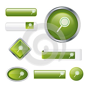 Modern glossy green search button set