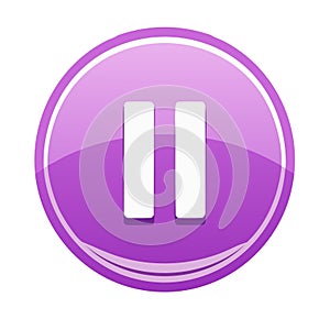 Modern Glossy Purple Pause Button Media Player Control Icon