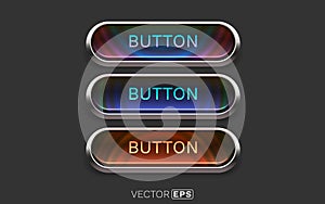 Modern glowing button set for web interface design.