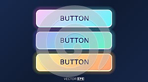 Modern glowing gradient buttons with neon effect for UI design.