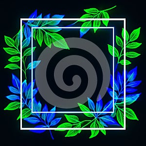 Modern glowing leaf frame design perfect for dynamic digital banners and tech projects.