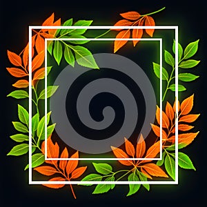 Modern glowing leaf frame design perfect for dynamic digital banners and tech projects.