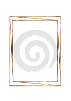 Modern Gold rectangle frame. Golden lines border. Abstract frames