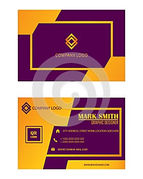 modern gold violet business card with color gradation, identity card, template, etc. photo