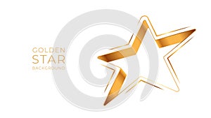 Modern Golden 3d star on white background.