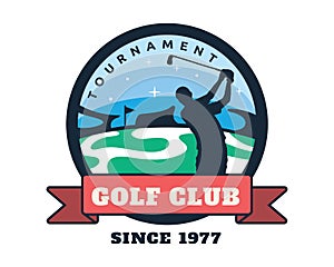 Modern Golf Badge Logo Illustration In Isolated White Background