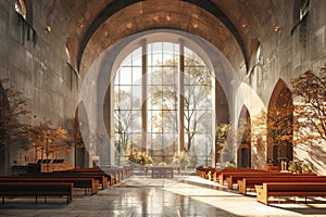 Modern Gothic church converted into an event space3D render