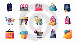 Modern Gradiant Shoping Bags, Store, Cart and shopping icon