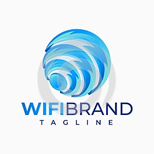 Modern gradient 3D abstract fire wireless wifi logo design