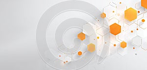 Abstract Hexagonal Technology Background with Orange Elements